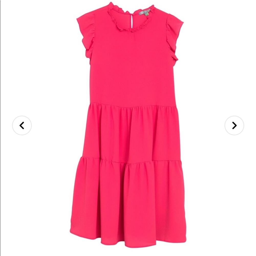NWT Good Luck Gem Nordstrom Tiered Woven Midi Dress Pink Sz M *Offers Welcome